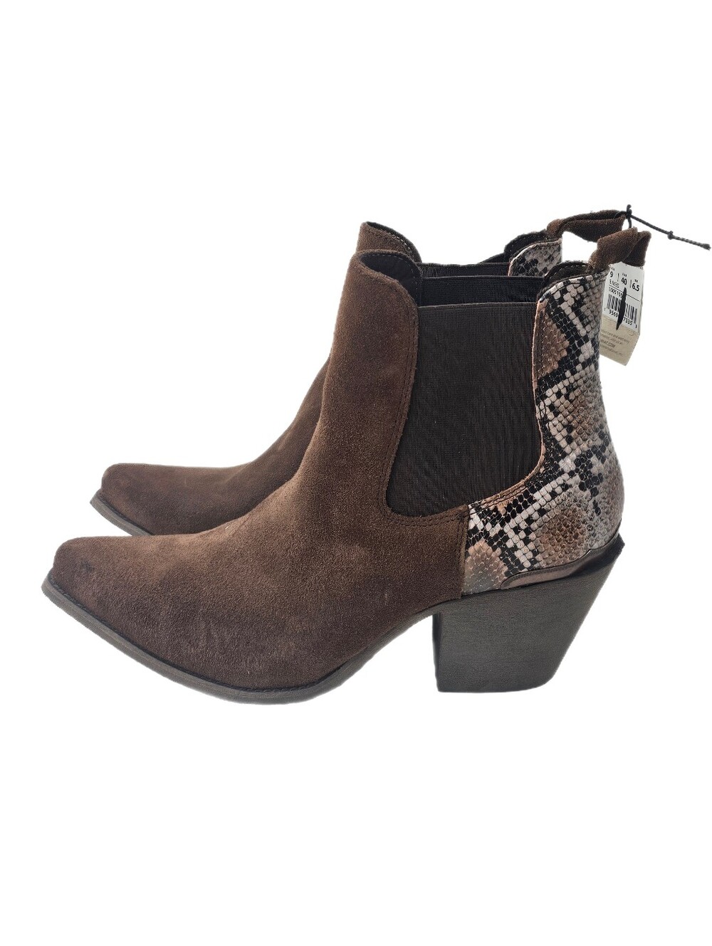 Ariat Bradley Coffee Suede Desert Snake Leather Western Booties Women's 9 NWOB X